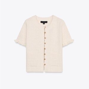 Zara Cream Cardigan with Gold Accents